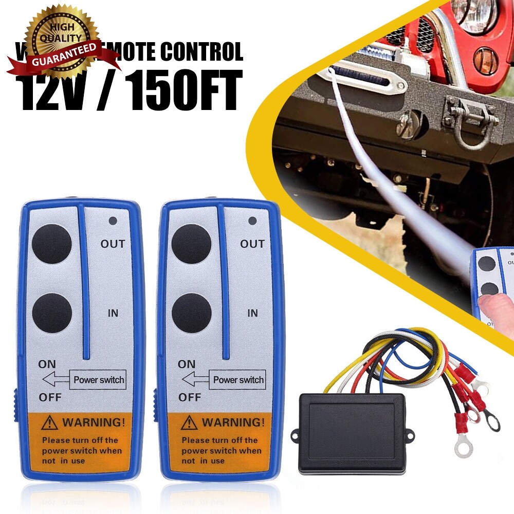 Wireless Winch Remote Control Kit 12V Receiver 150ft Twin Switch Handset Easy