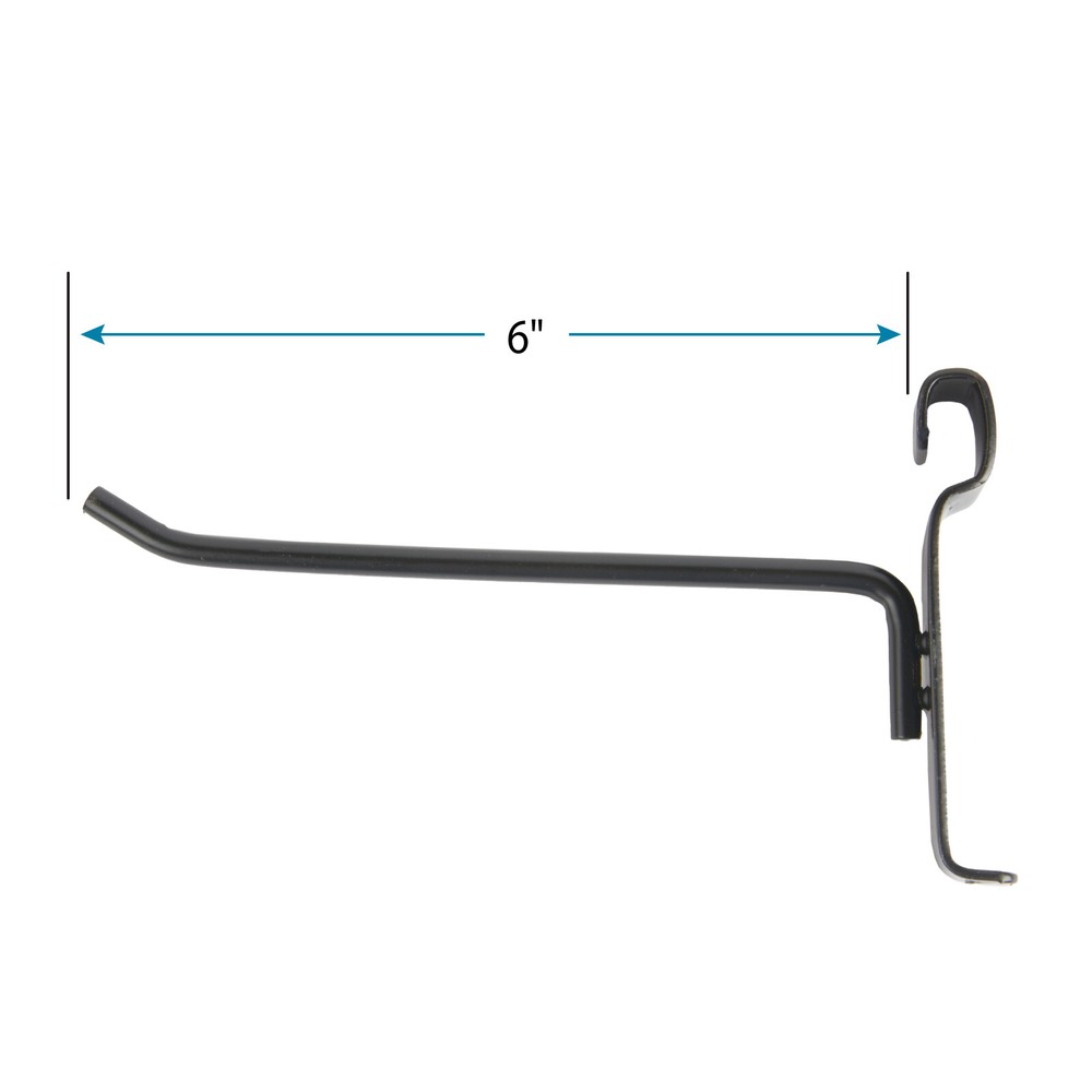 SSWBasics 6" Gridwall Hooks - Pack of 25 Black Wire Grid Wall Hooks - Durable