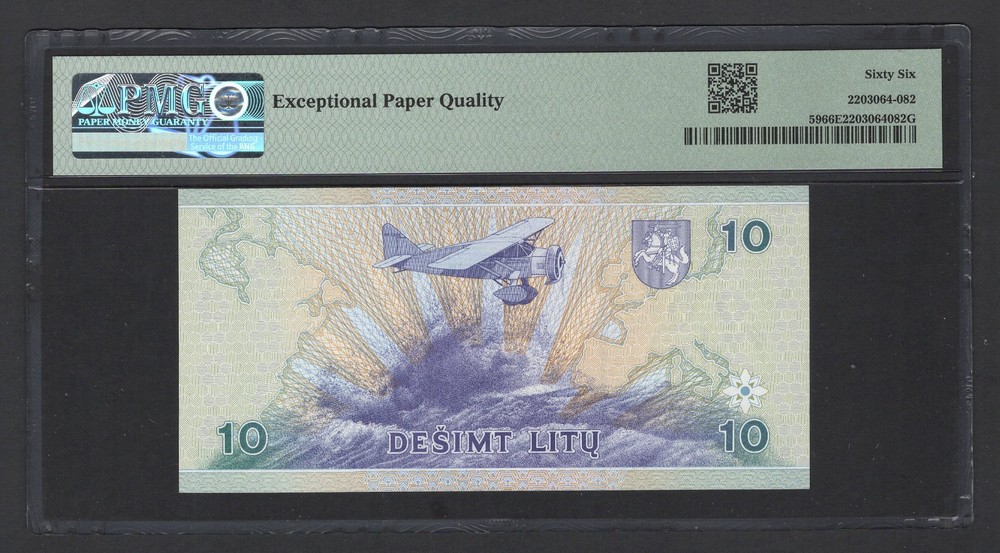 Lithuania 10 Litu 1997 P59 Uncirculated Graded 66