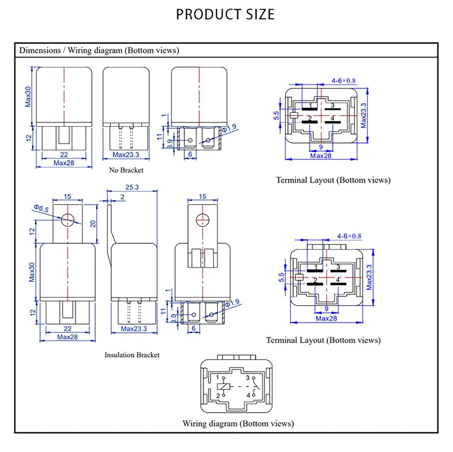 FLS821 Relay 12V 40A (Pack of 2) - Universal SPST 4-Pin Heavy Duty...