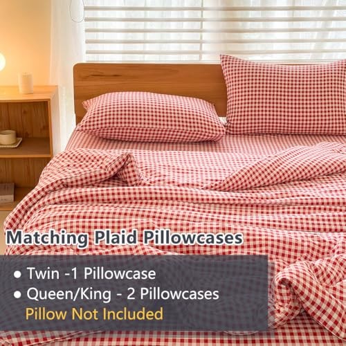 Comforter Set Bedding Comforter Sets, Red Grid Bed Comforter Queen Red Gingham