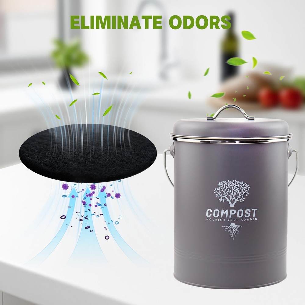 12 Pack 6.7 Inch Round Compost Bin Charcoal Filters,Extra Thick Activated Ca...