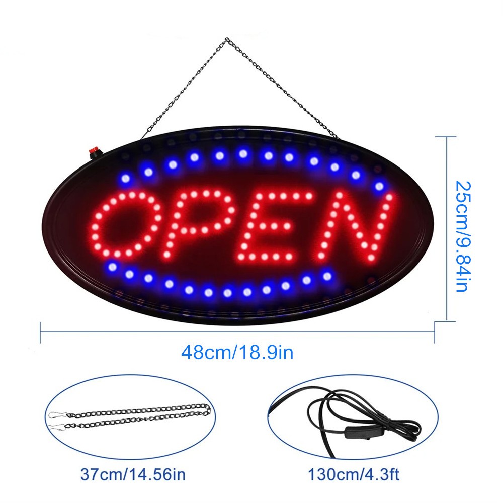 Animated Motion Ultra Bright OPEN Business Store LED Hang Sign Neon Light ON/OFF