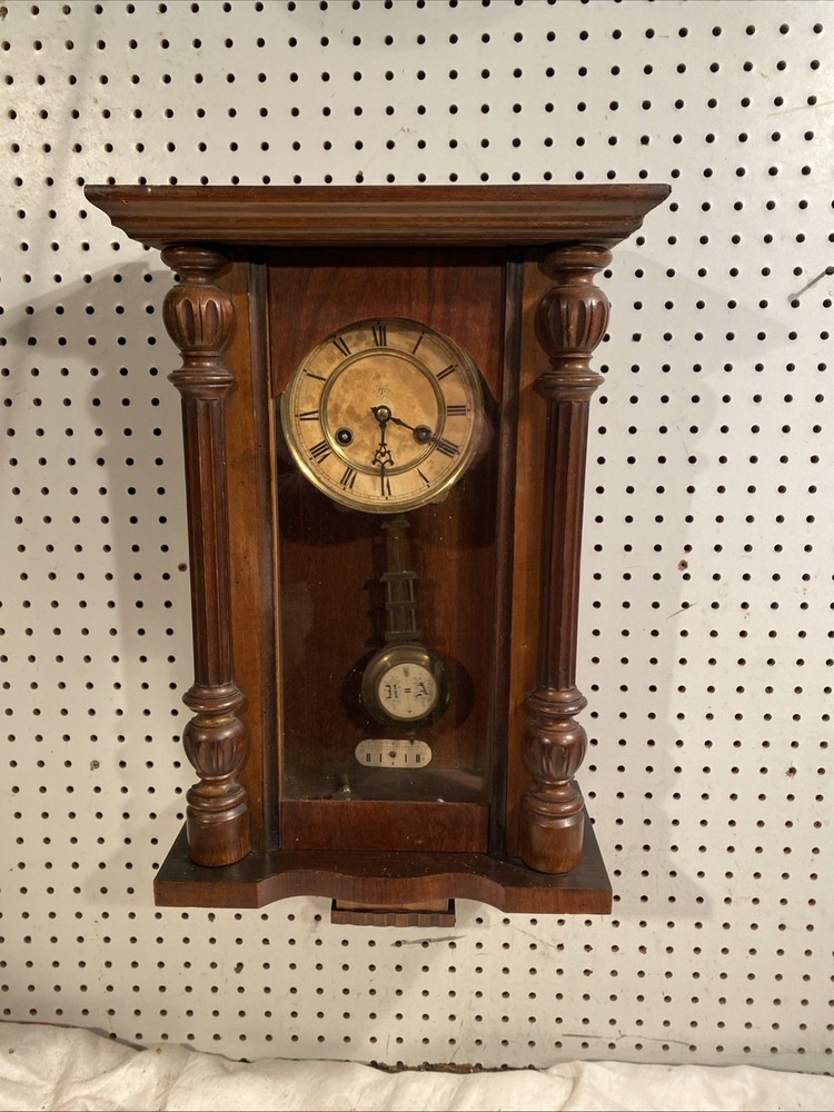 Antique Junghans German Large Solid Wood Wall Clock