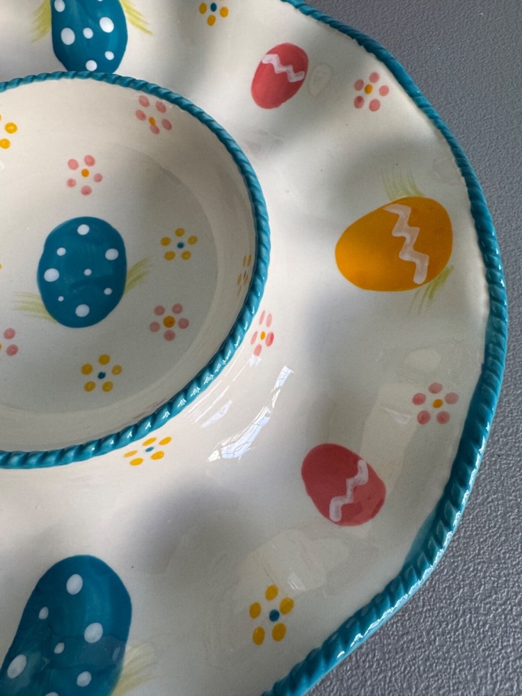 Temptations Easter Egg Hunt Chip Dip Plate Vegetable Cheese Serving Platter 11"