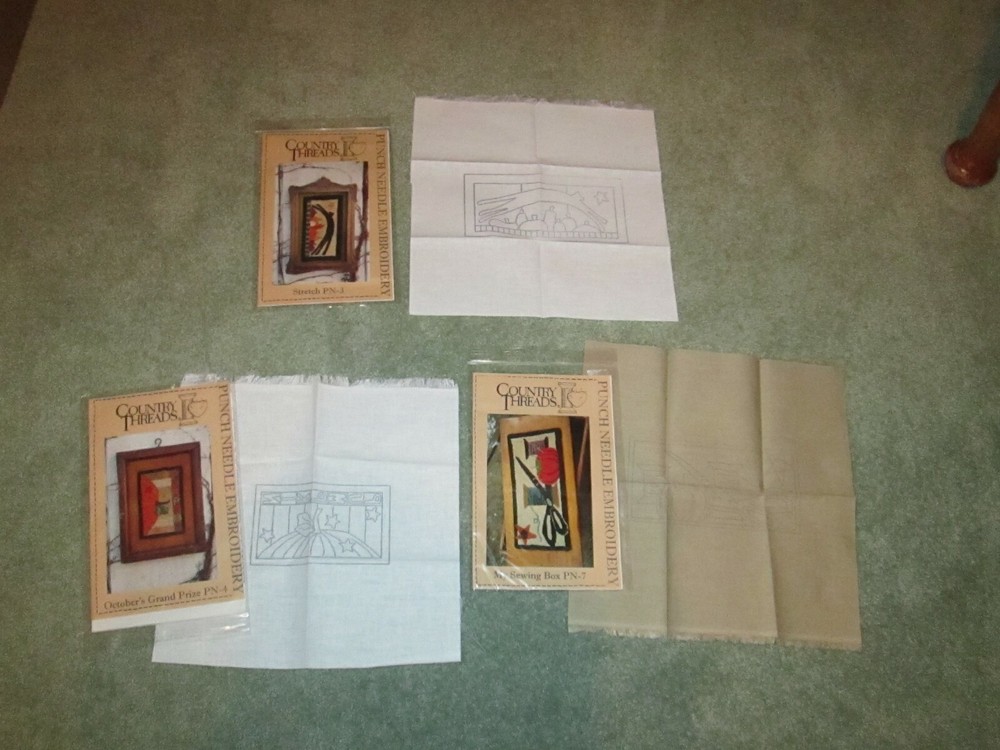 COUNTRY THREADS - PUNCH NEEDLE PATTERN & PRE-PRINTED FABRIC YOU CHOOSE: