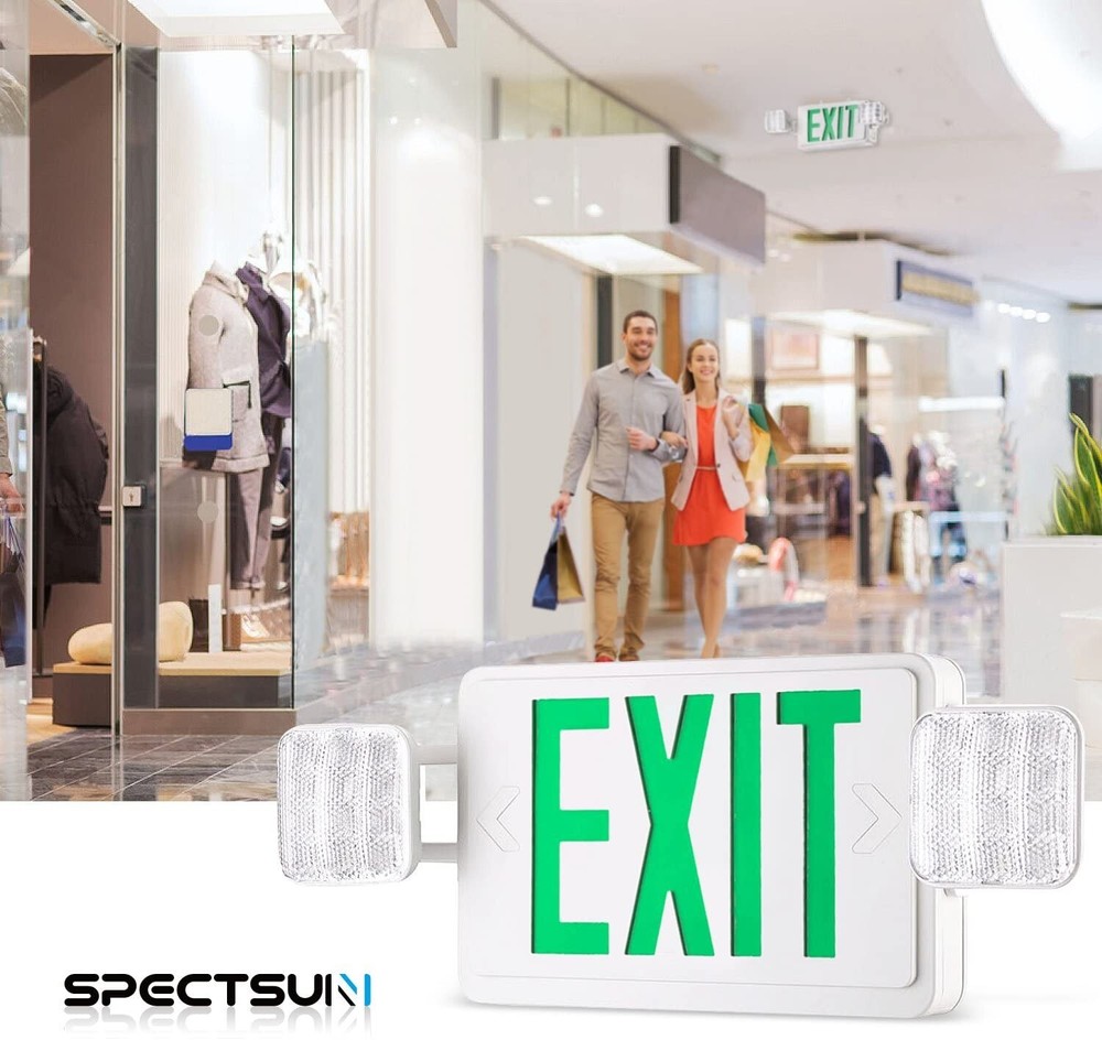 UL Listed Led 6 Packs Led Green Exit Sign with Battery Backup Combo Exit Light.