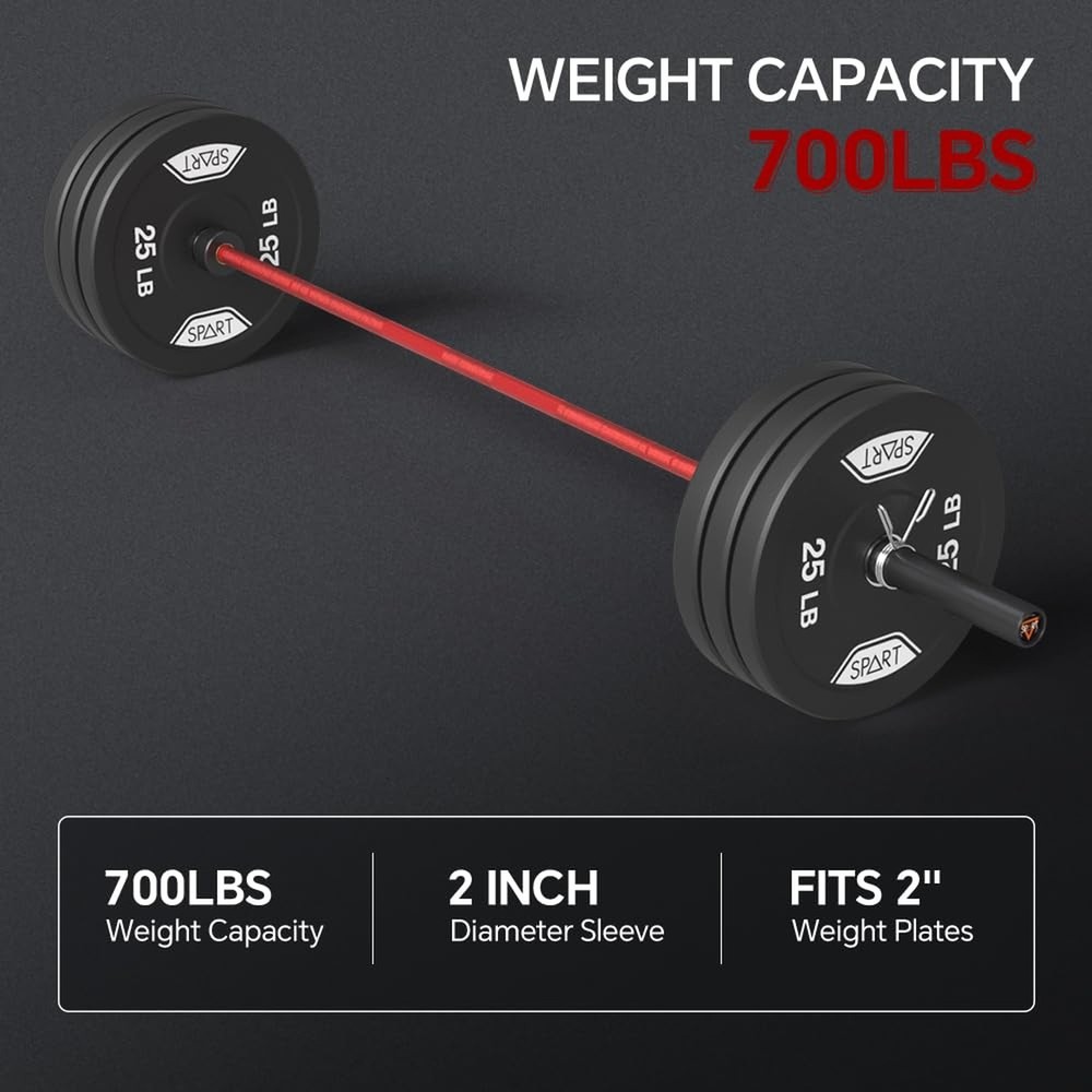 7FT Olympic Barbell Bar with Weight Plate Set Combo, Solid Olympic Bar with B...