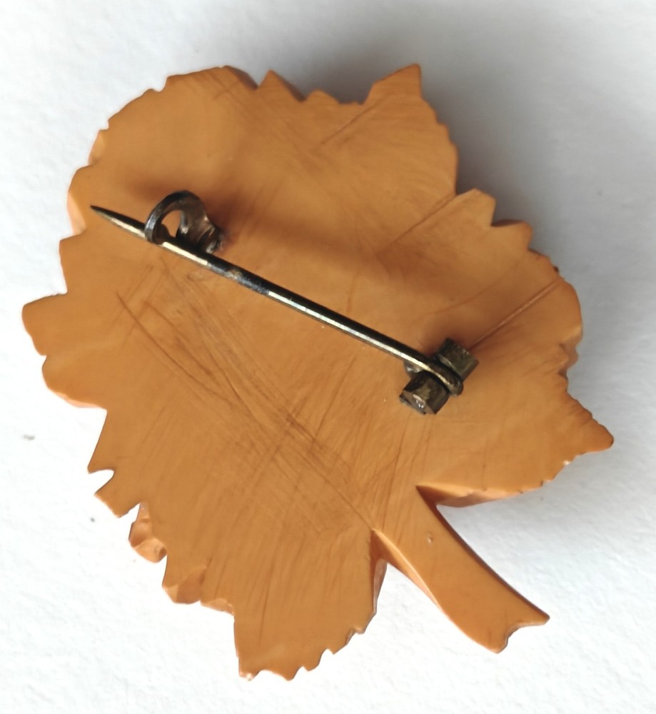 Deep Carved Bakelite Flower Brooch