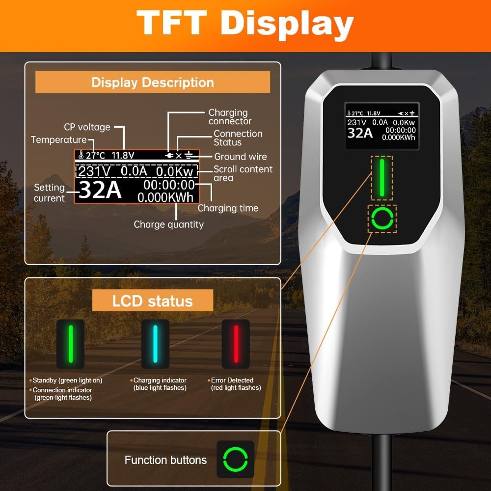 32A Level 2 Portable EV Charger 20FT