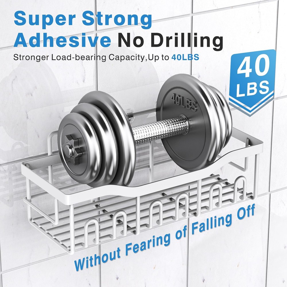 Shower Caddy 2-Pack Adhesive Organizer Bathroom & Kitchen Storage Rustproof