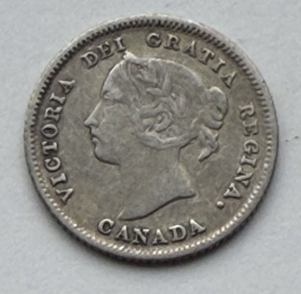 Canada 1882 H Five Cent Coin - 92.5 % Silver
