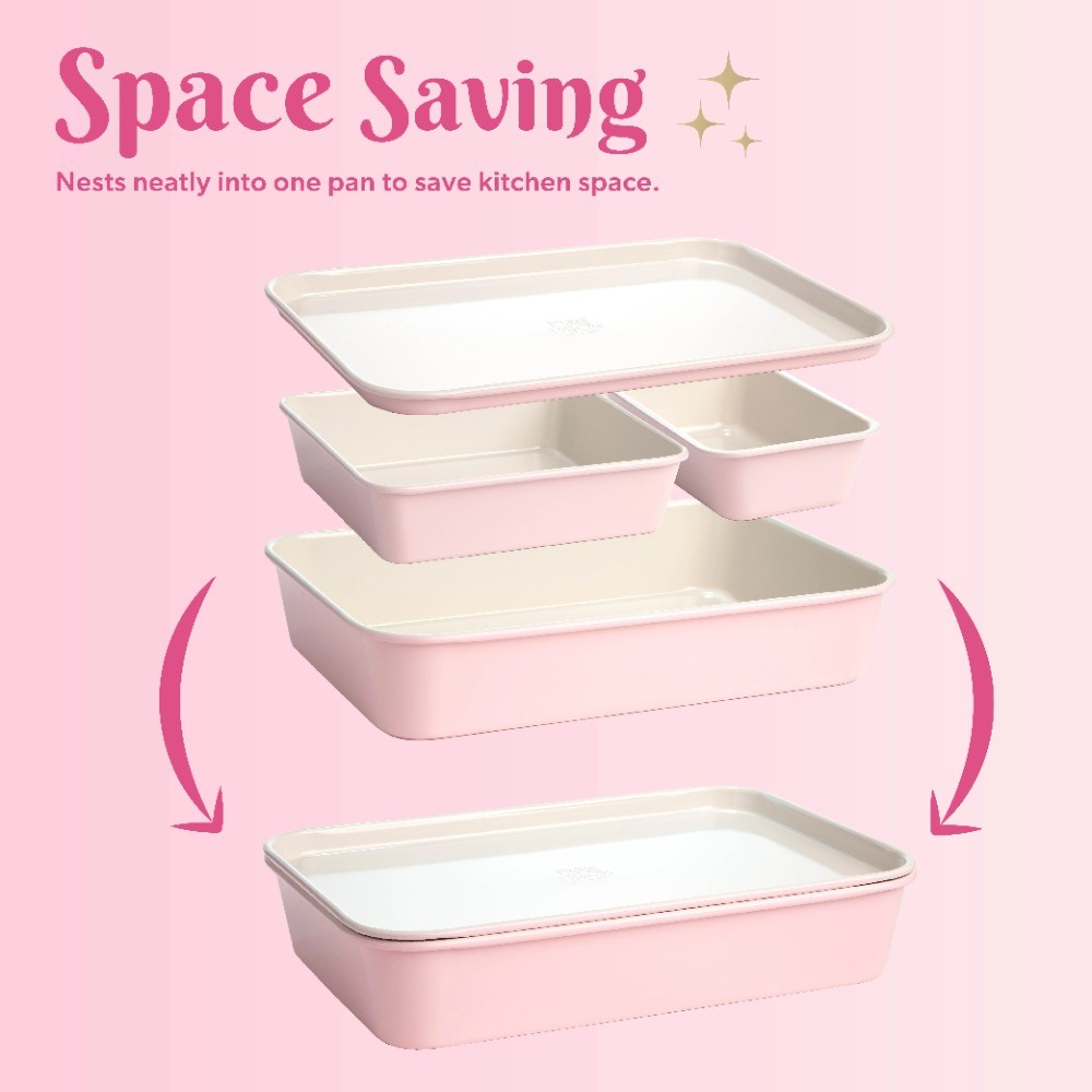 4-Piece Ceramic Nonstick Bakeware Set for Kitchen with Baking Sheet Pan, Cookie