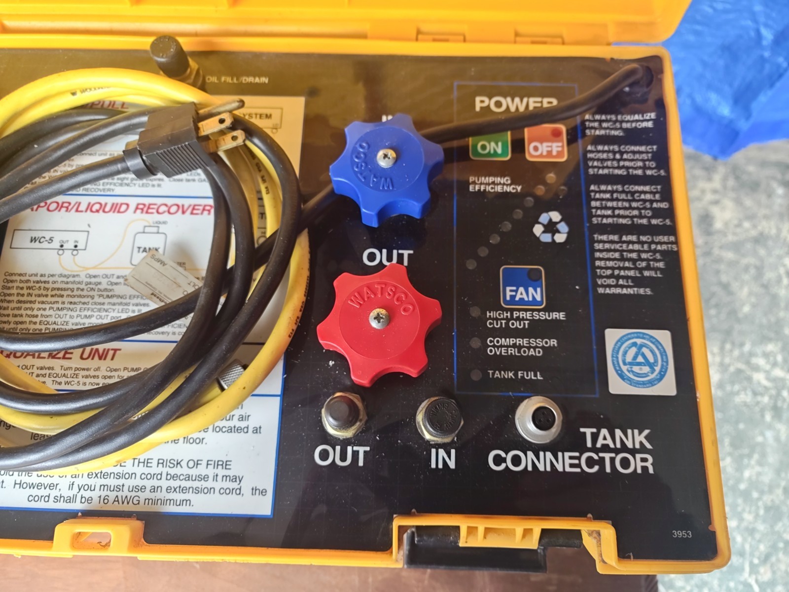 WATSCO MICRO FLASH REFRIGERANT RECOVERY SYSTEM WC-5