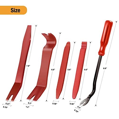 5 PCS Nylon Auto Trim Removal Tool Kit No-Scratch Removal Tool Kit 5Pcs Red