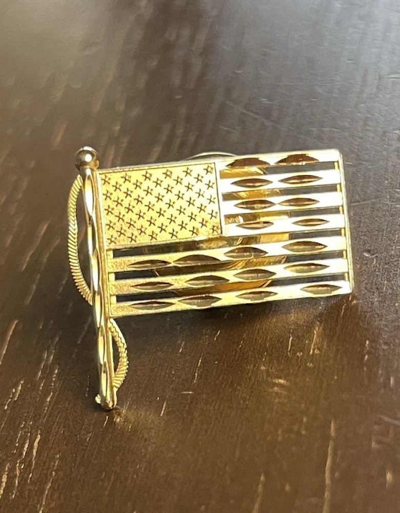 14K Solid Gold American Flag Lapel Pin!