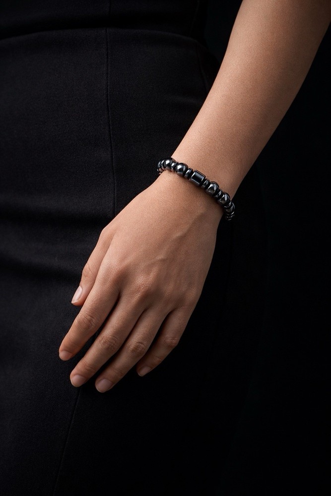 2pack Hematite Bead Bracelets Unisex Stretch Adjustable