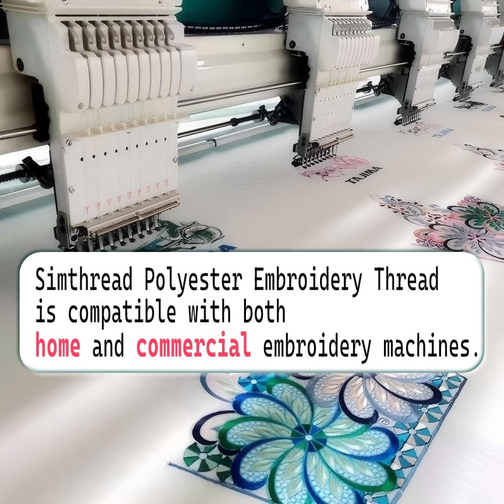 Simthread 5500Yds Embroidery Thread, 5000M High-Yardage 40WT 100% Polyester T...