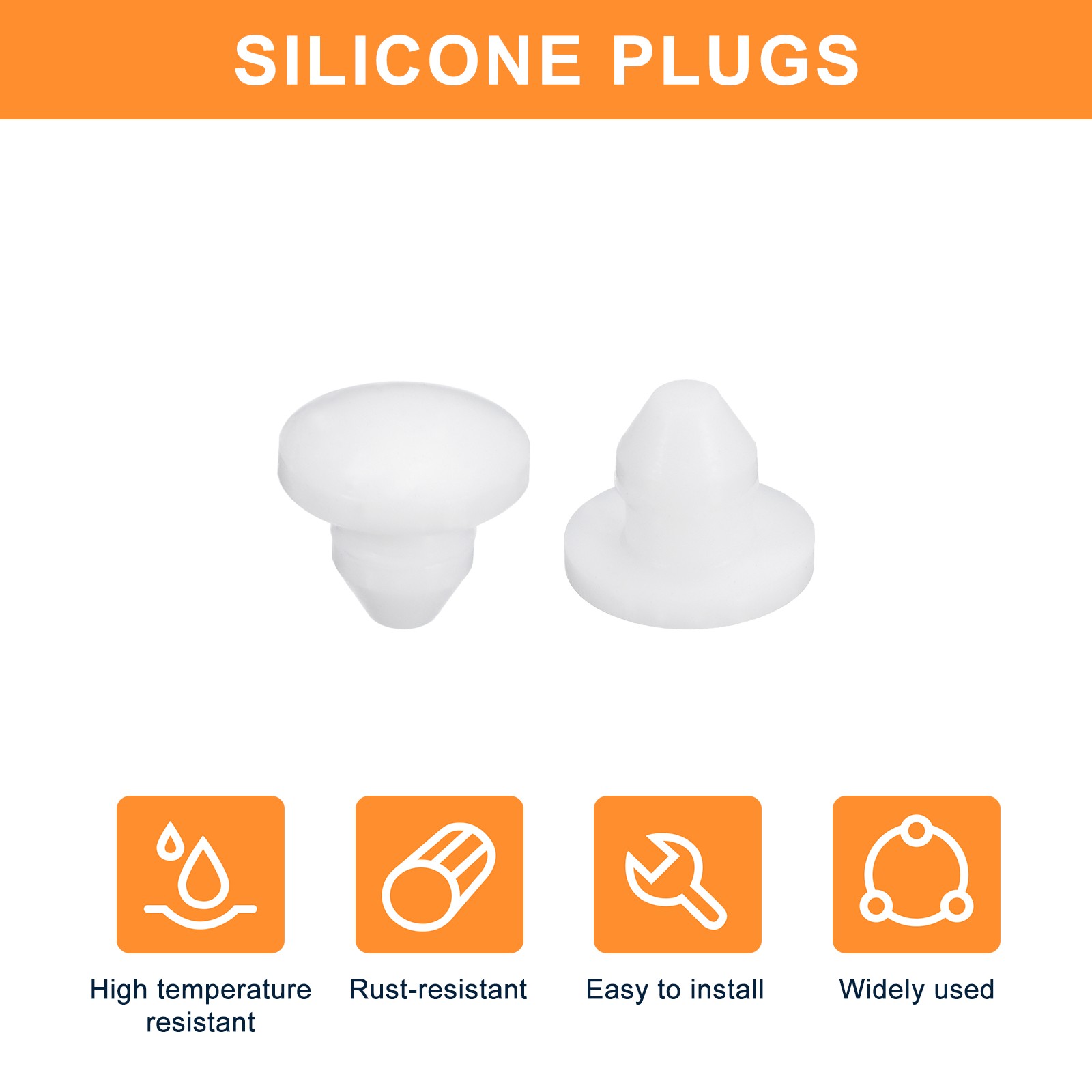 50Pcs Silicone Plugs Rubber Round Hole Plugs for 3.5-4mm Hole White