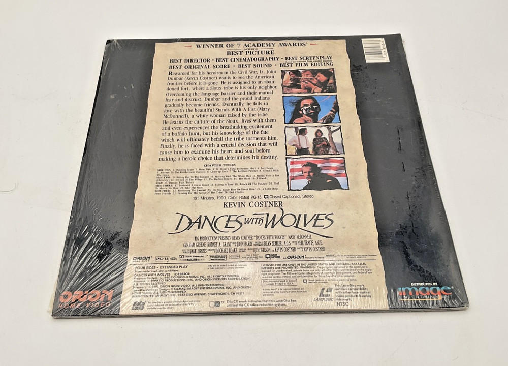 Dances With Wolves 1990 (Laserdisc) - Very Good Condition - Tested and Working