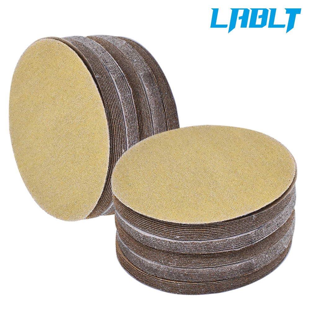 LABLT 100 Pcs 5" 180 Grit Disc Hook Loop Pads Sanding Discs Flocking NO-Hole