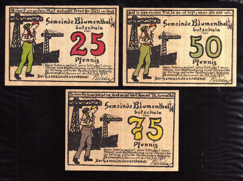 BLUMENTHAL - GERMANY NOTGELD -  25, 50. 75 PFENNIG