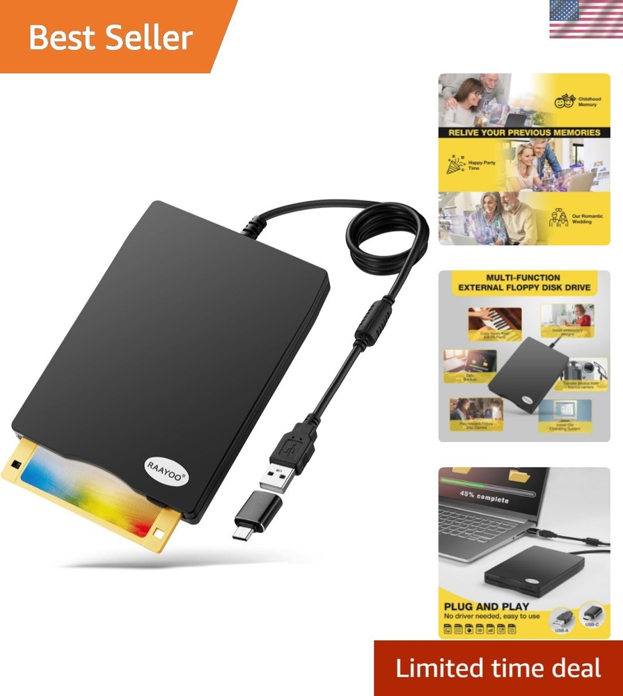 Reliable External USB Floppy Disk Reader for Windows - Lightweight & Durable