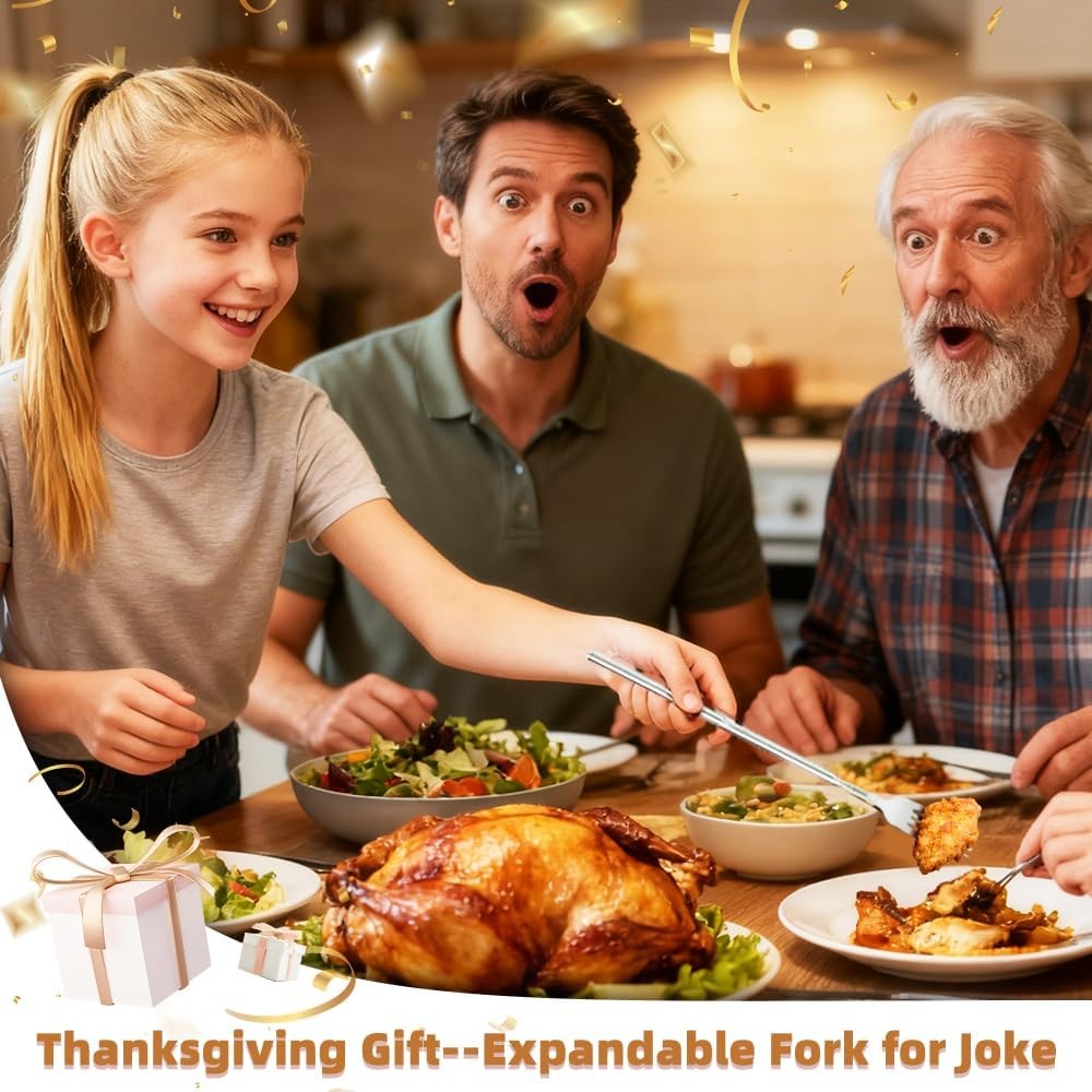 Extendable Fork, 2pcs 8.7 to 25.4in Expandable Fork for Jokes,