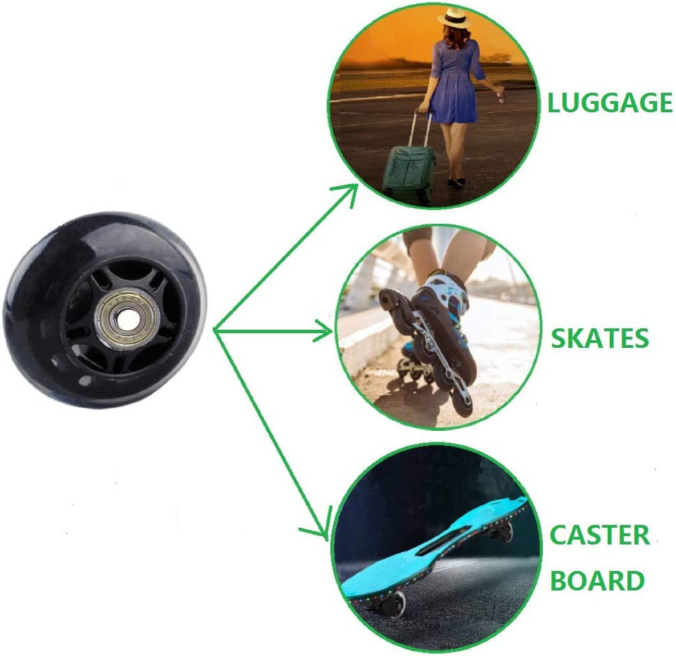 Luggage Wheels Replacement - Various Sizes - 1 Pair - with Bearings