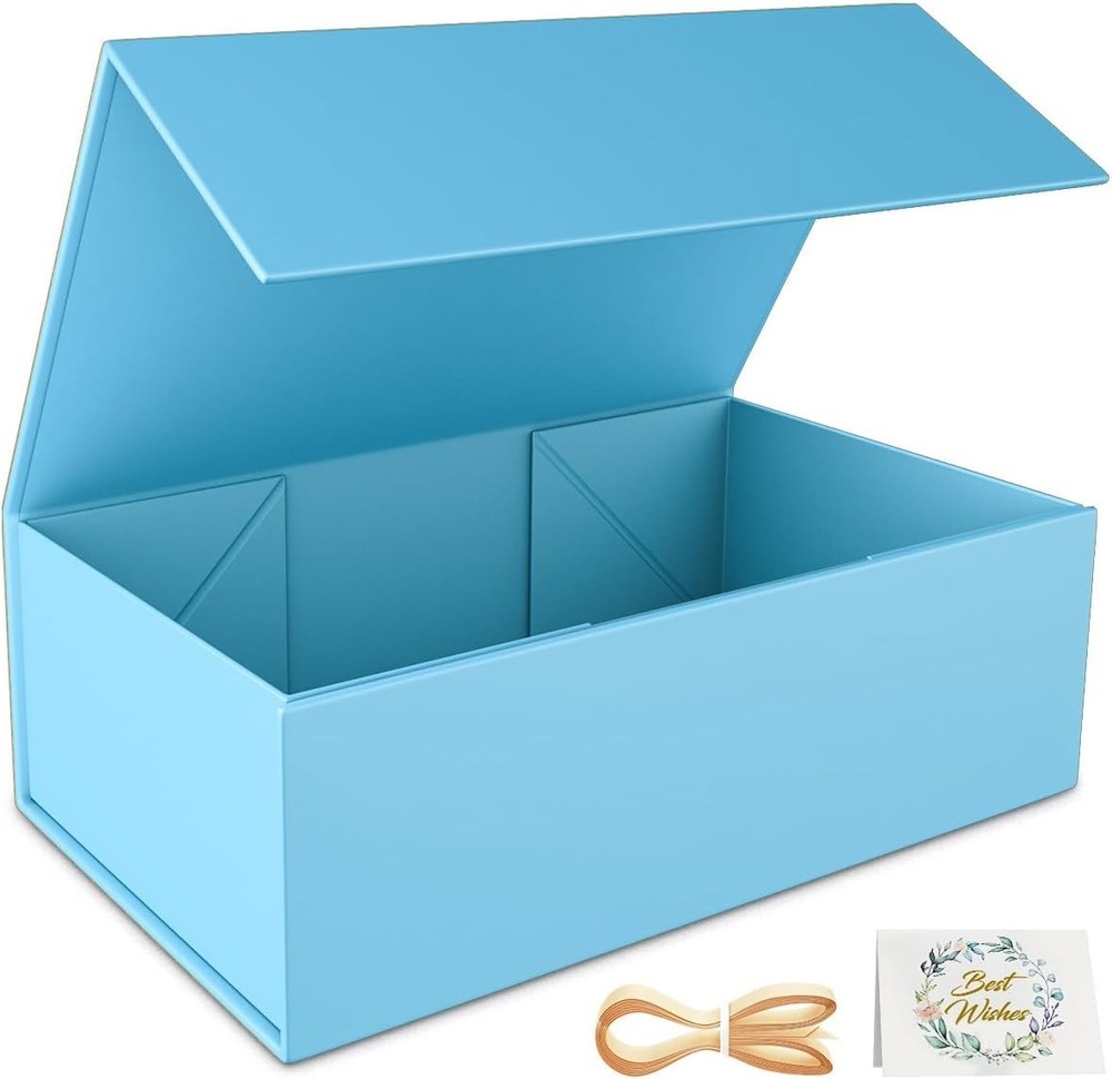 Blue Gift Box Magnetic Closure Collapsible