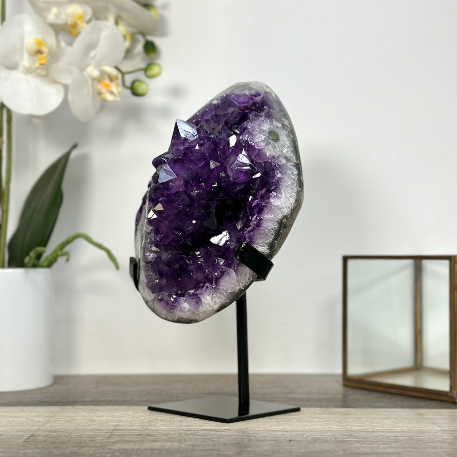 Amethyst Crystal Cluster Geode with Quartz Shell. MWS2636