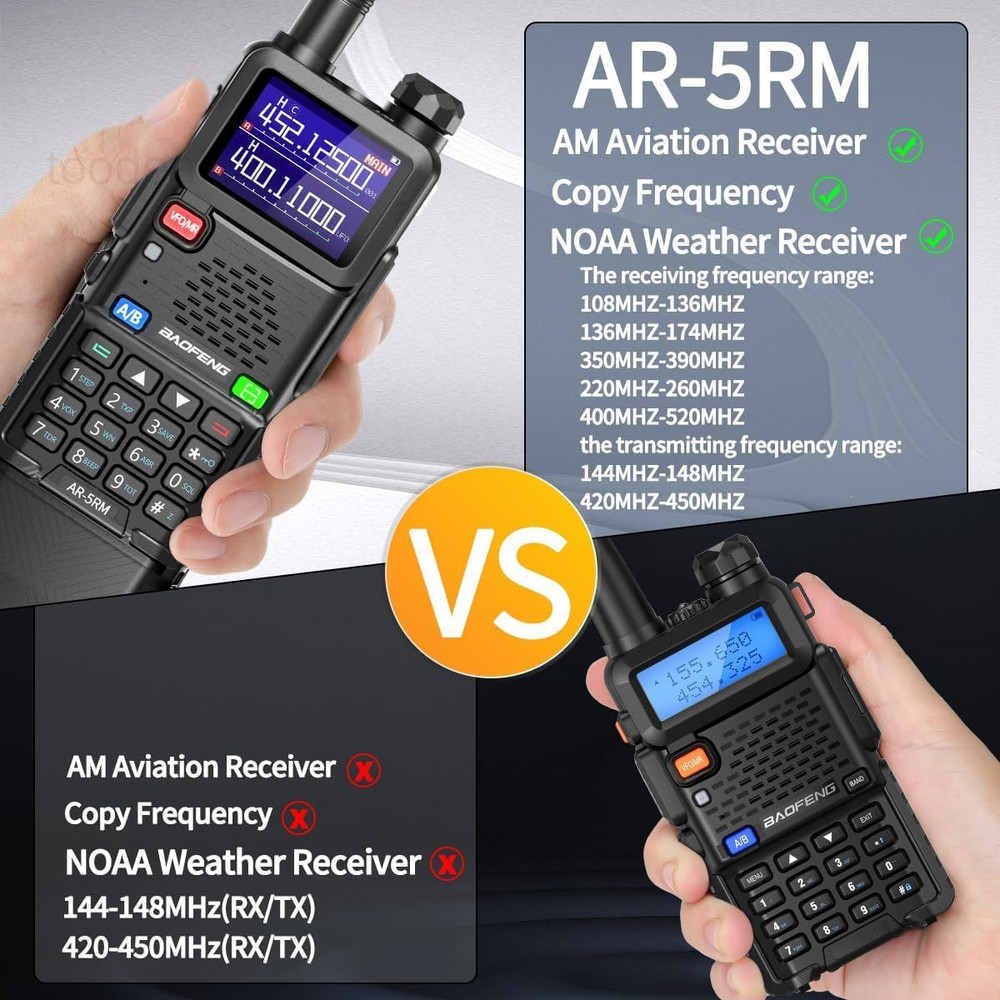 Radio Ham Long Range 5RM 10W Handheld Rechargeable Black