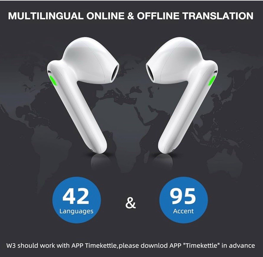 Timekettle WT2 Edge Translator Device Bidirectional Earbuds, 40 Languages