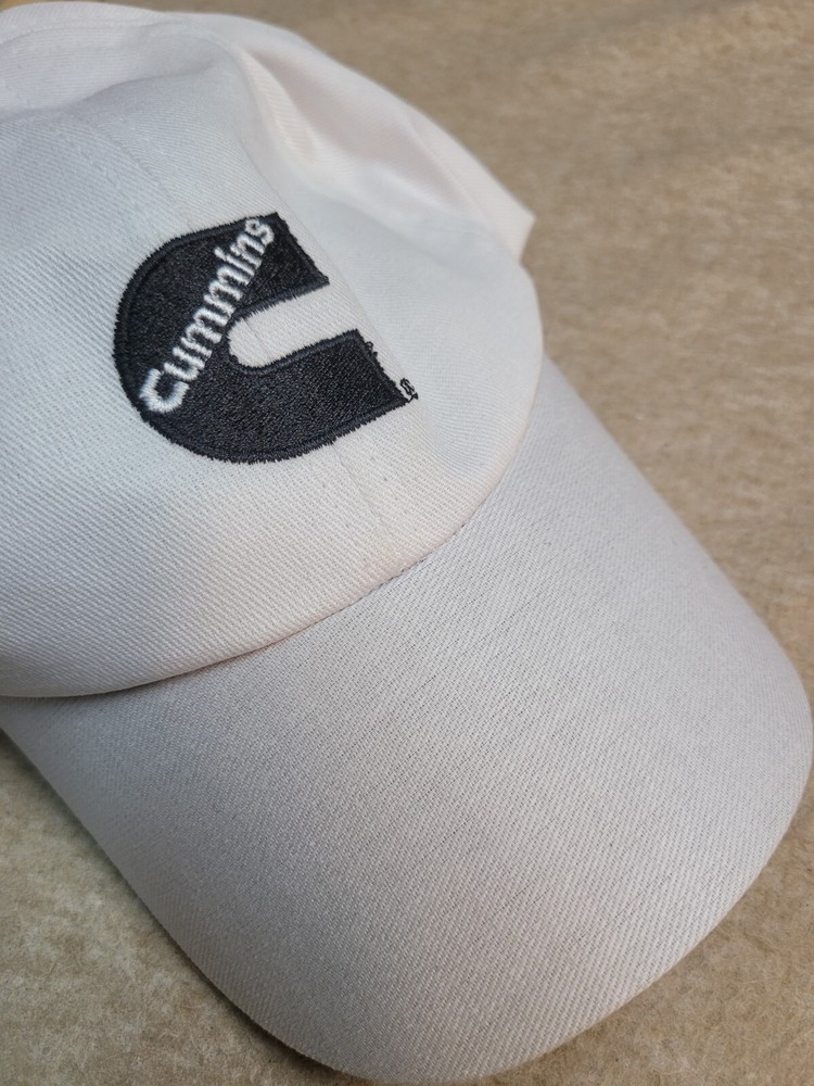Cummins baseball hat cap basic White soft logo hat truck diesel