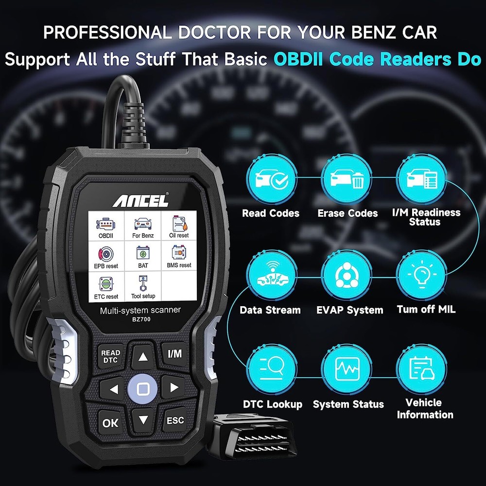 ANCEL BZ700 Full System Diagnostic for Mercedes Benz OBD2 Scanner Code Reader