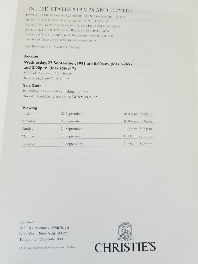 United States Stamps and Covers 1995 by Christies Softcover Good Condition