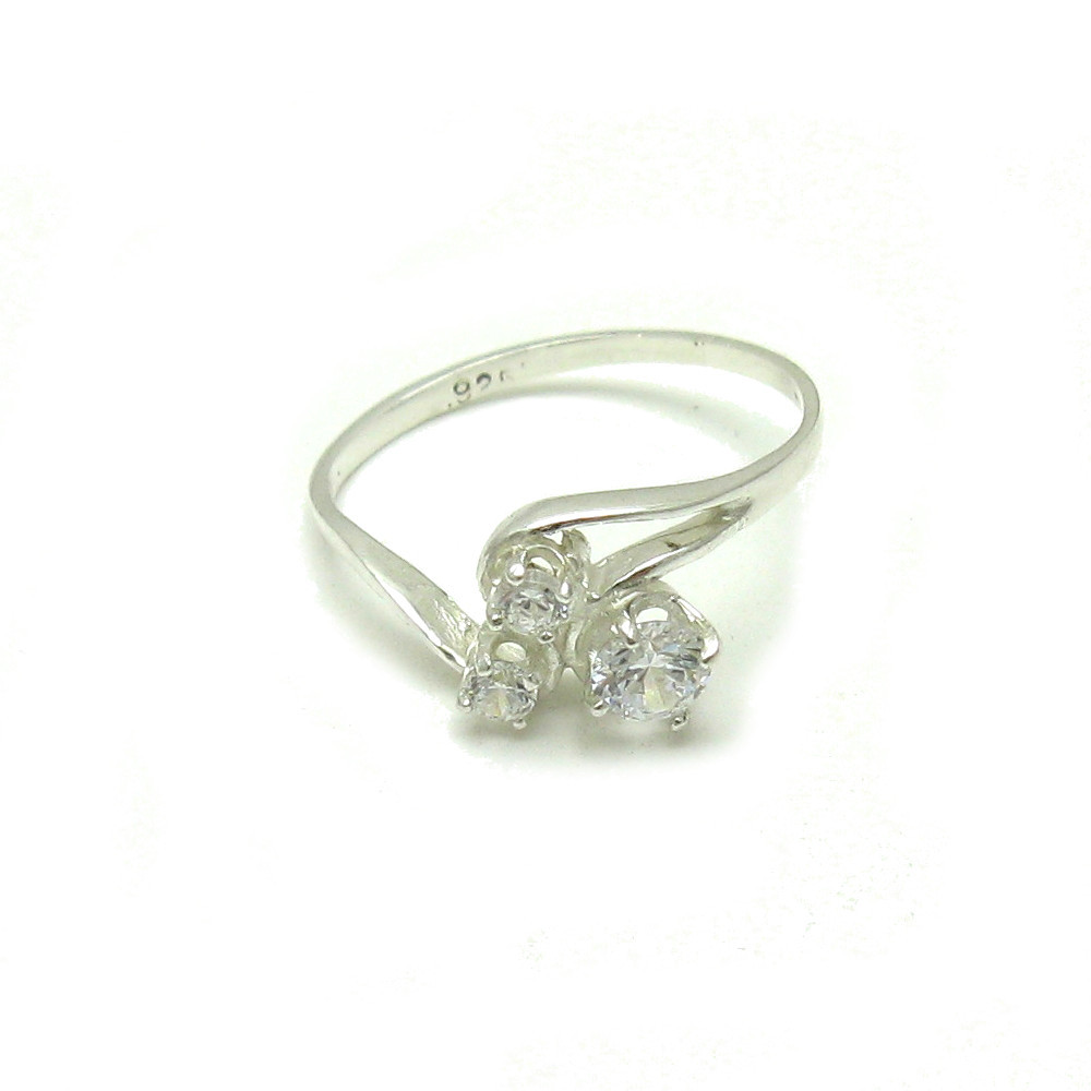 Sterling Silver Ring Genuine Solid 925 With 3 Cubic Zirconia Handmade Empress