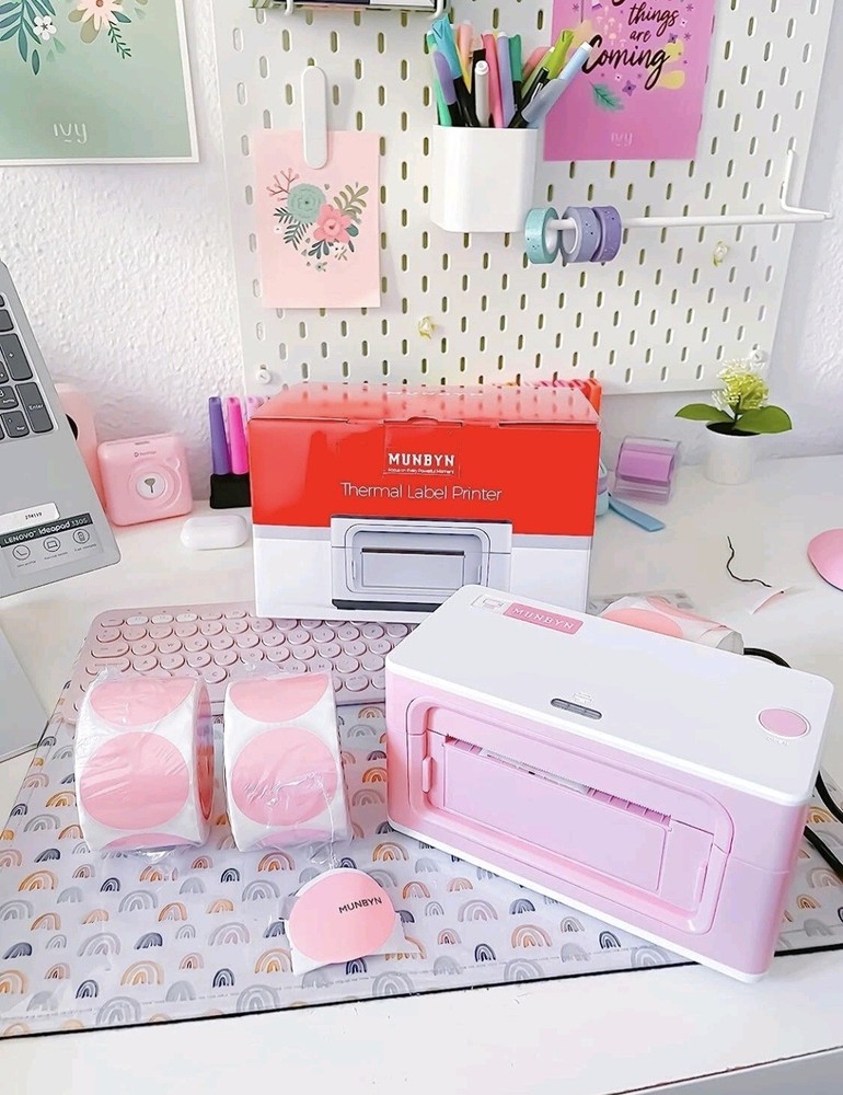 MUNBYN 4x6 Thermal Shipping Label Printer-Pink