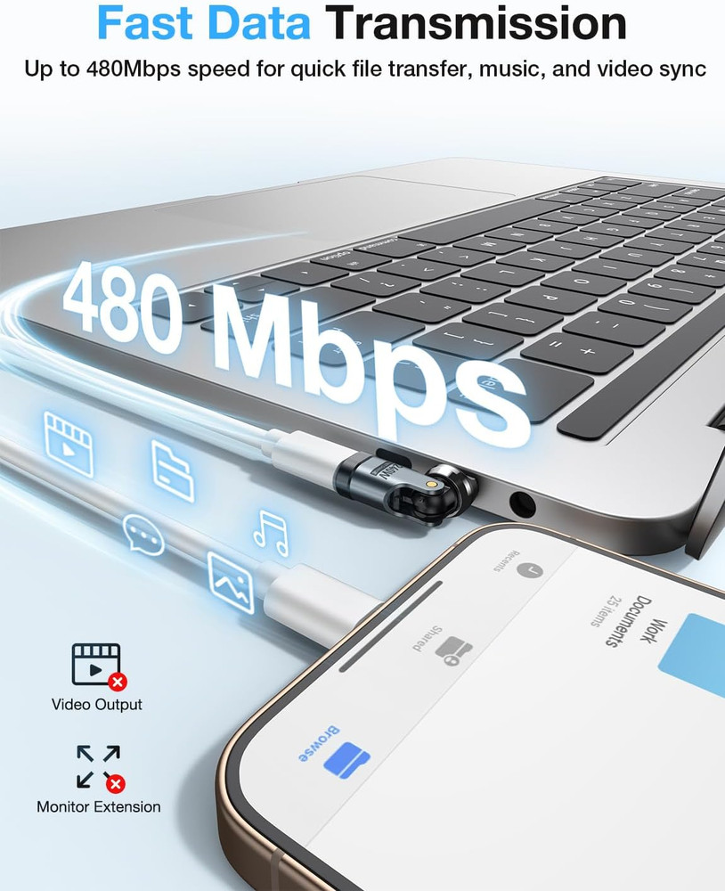 USB C Adapter [2-Pack], PD 240W USB C 90 Degree Adapter, USB Type C Right Angle
