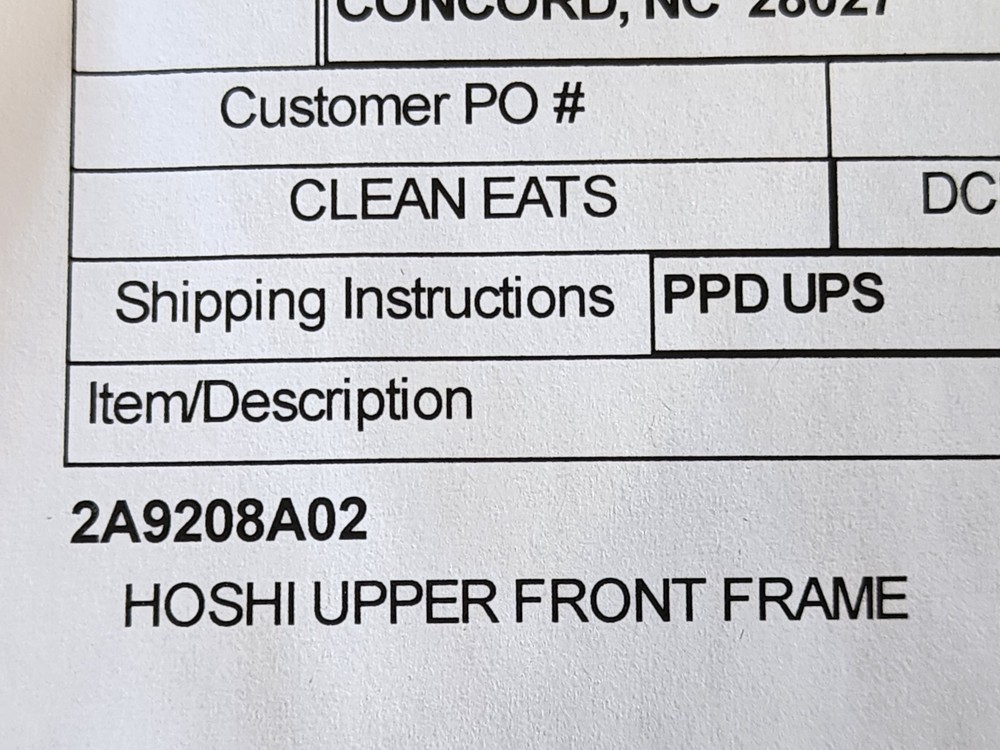 Hoshizaki 2A9208A02 Upper Front Assembly