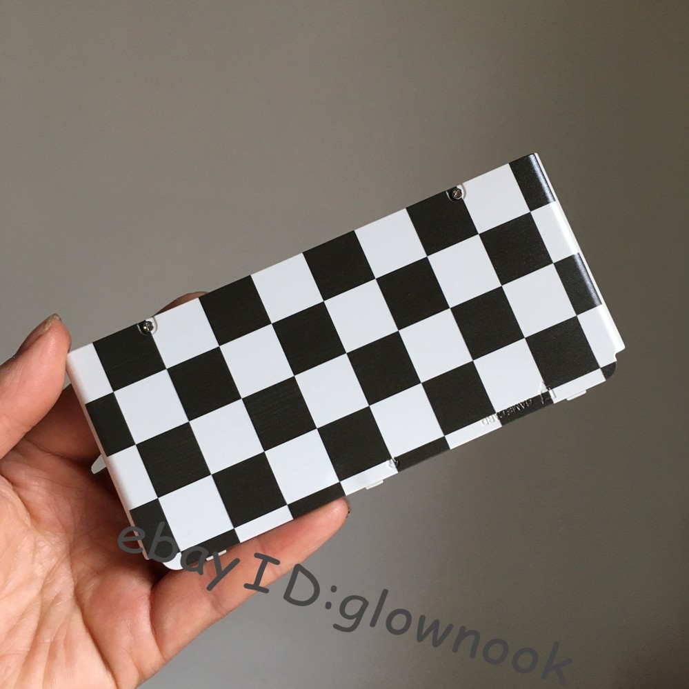 New 3DS Replacement Housing Shell - Black & White Checkered Pattern cover Rare!