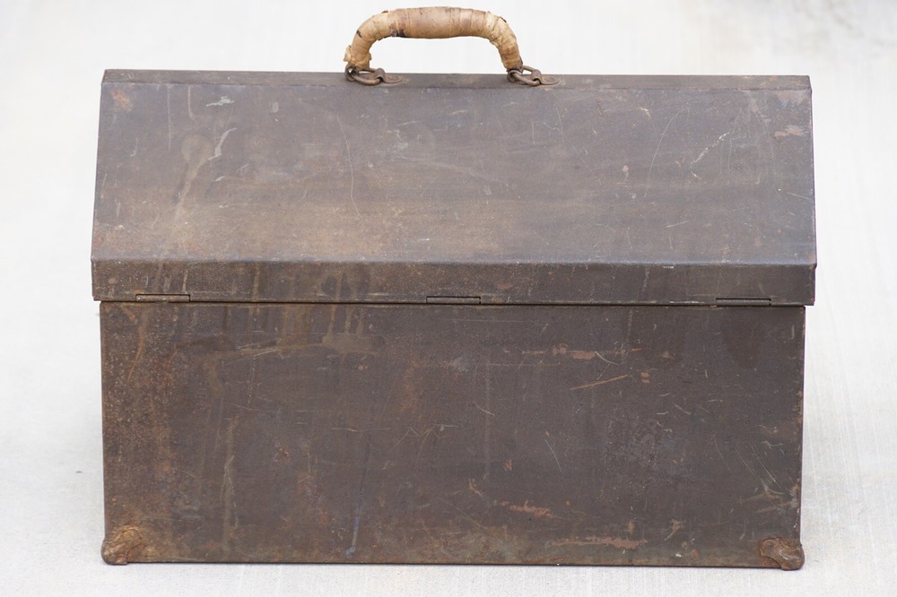 Vintage Duplex GREEN Metal Tool Box Handle Insert