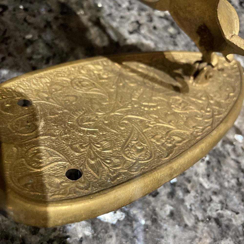 Turkish Dallah Door Knocker Coffee Pot Solid Brass Floral Middle Eastern VTG