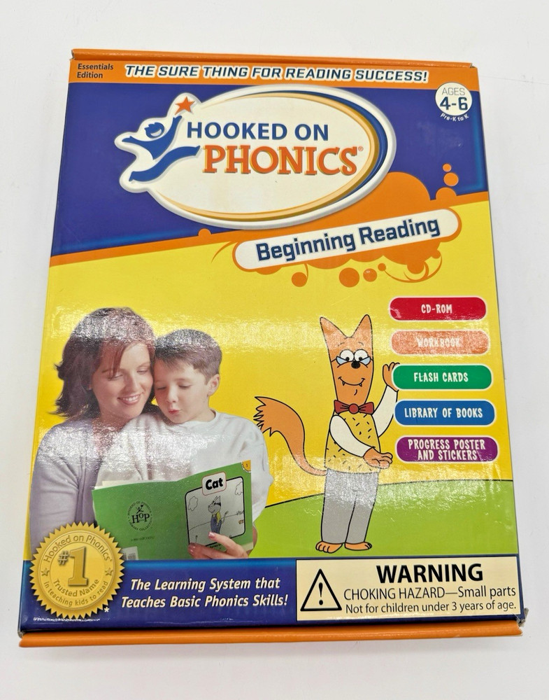 Hooked On Phonics Beginning Reading Ages 4-6 Pre K to KProgram Set CD Workbook