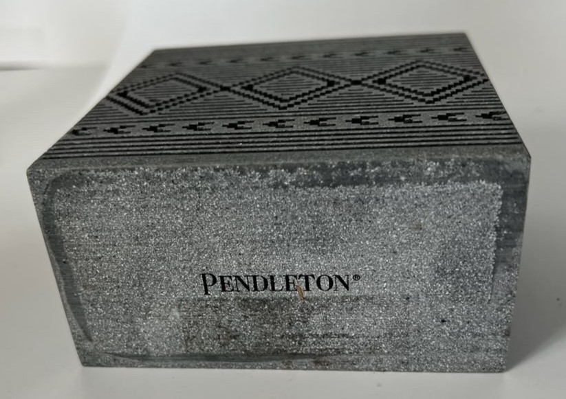 Pendleton Bathroom Or Desk Set 2 Piece With Lid Gray Diamond Pattern