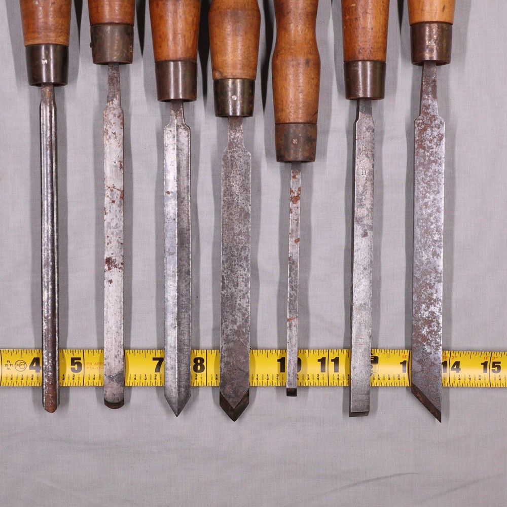 Vintage Greenlee Lathe Chisels Wood Turning Gouges – Set of 7 Woodworking Tools