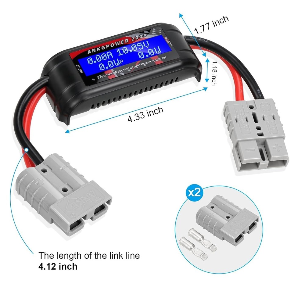 200A Power Analyzer with Digital LCD Screen for Voltage and Current Measurements