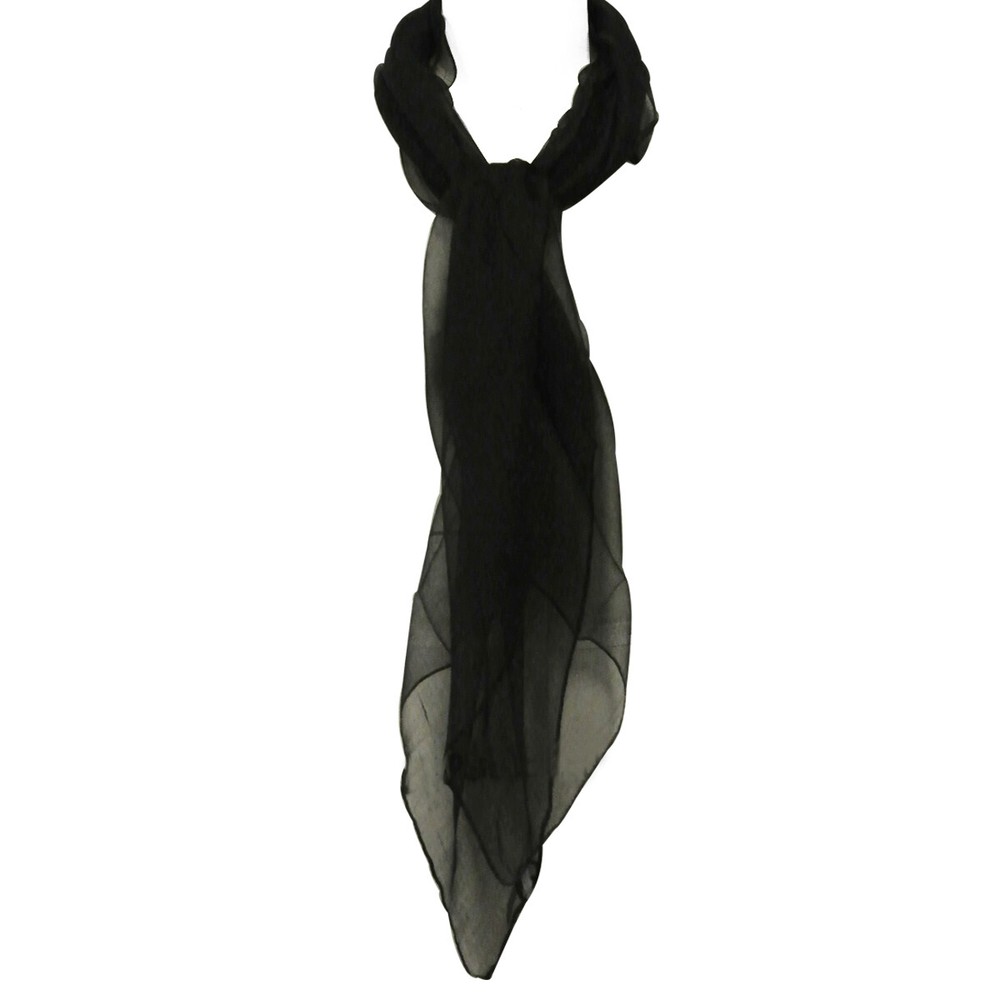 Wrapables Solid Color 100% Silk Long Scarf, Black