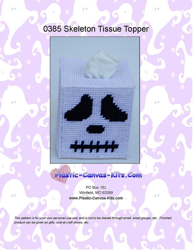 Halloween Skeleton/Skull Tissue Topper-Plastic Canvas Pattern or Kit