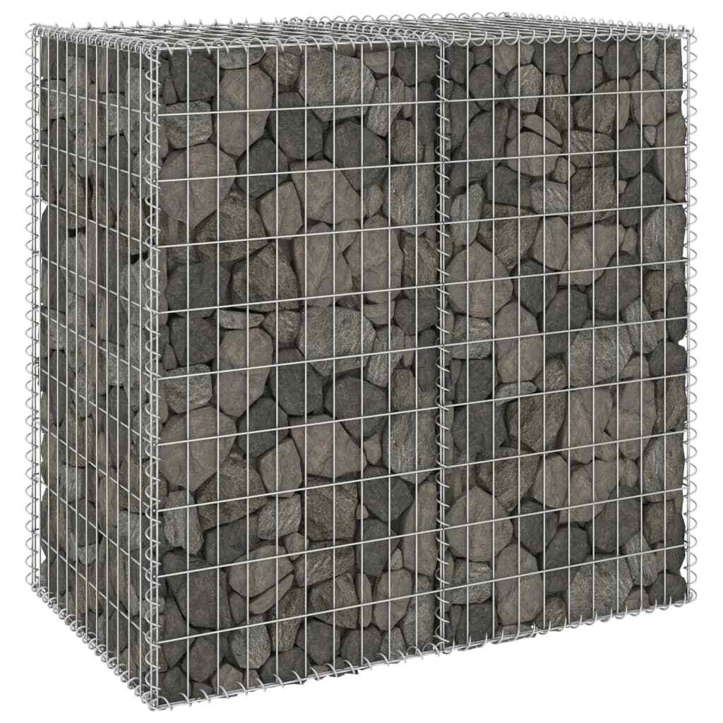 Gabion Wall Gabion Basket Post Gabion Wall with Covers Galvanized Steel vidaXL
